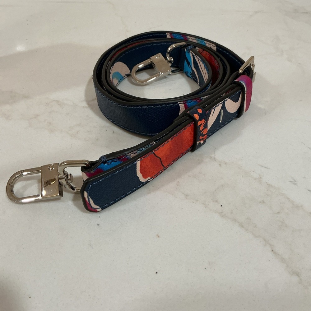 Colorful Leather Purse Strap Replacement Silver Hardware Reversible Blue